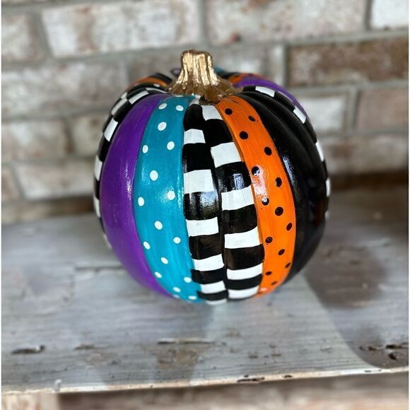 Whimsical Hand Painted Pumpkin - Picture 1 of 4